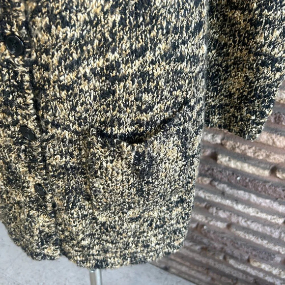 Jones New York Black Tan Marl Knit Wool Blend Duster Sweater Coat - Picture 3 of 6